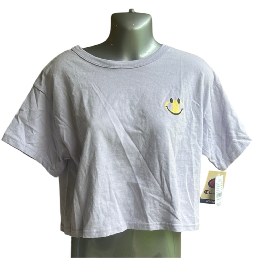Champion Lilac Smiley Face Crop Top NWT Small